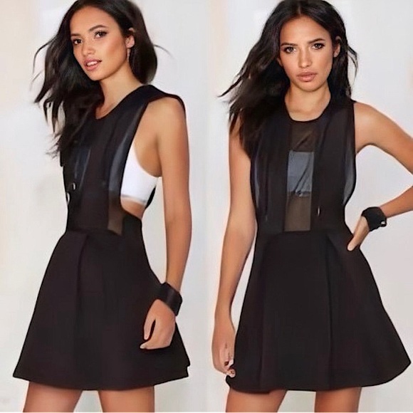 Nasty Gal Dresses & Skirts - Nasty Gal Black Mesh Jump Shot Hoodie Dress